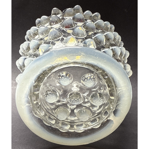 Eapg Elson Glass Opalescent Dewdrop Spooner Footed Ruffled Edge Hobnail White - Picture 3 of 12